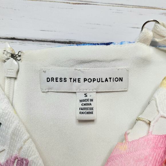 Dress the Population Joelle Sheath Midi Raspberry Multi Floral Cutout Small - Picture 9 of 10